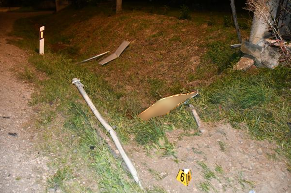 FOTO Pijan Mercedesom sletio s ceste u Donjoj Zelini. Porušio znakove i stupove