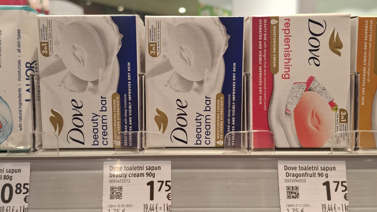 Dove sapun 90g 1,75 eura ili 13,19kn 