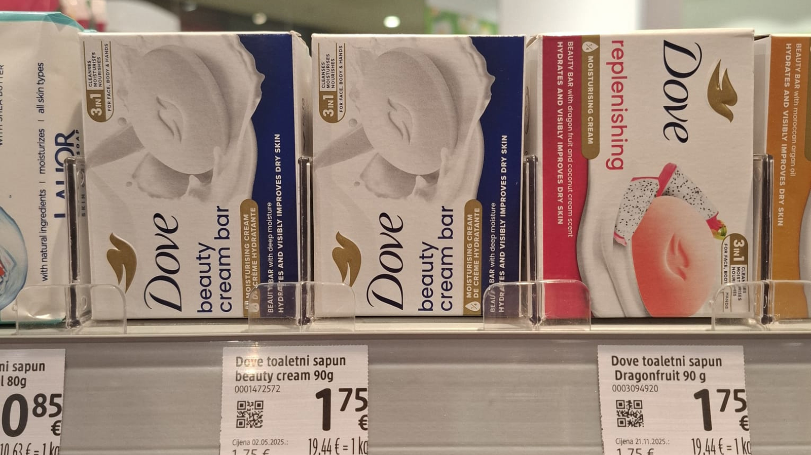 Dove sapun 90g 1,75 eura ili 13,19kn 