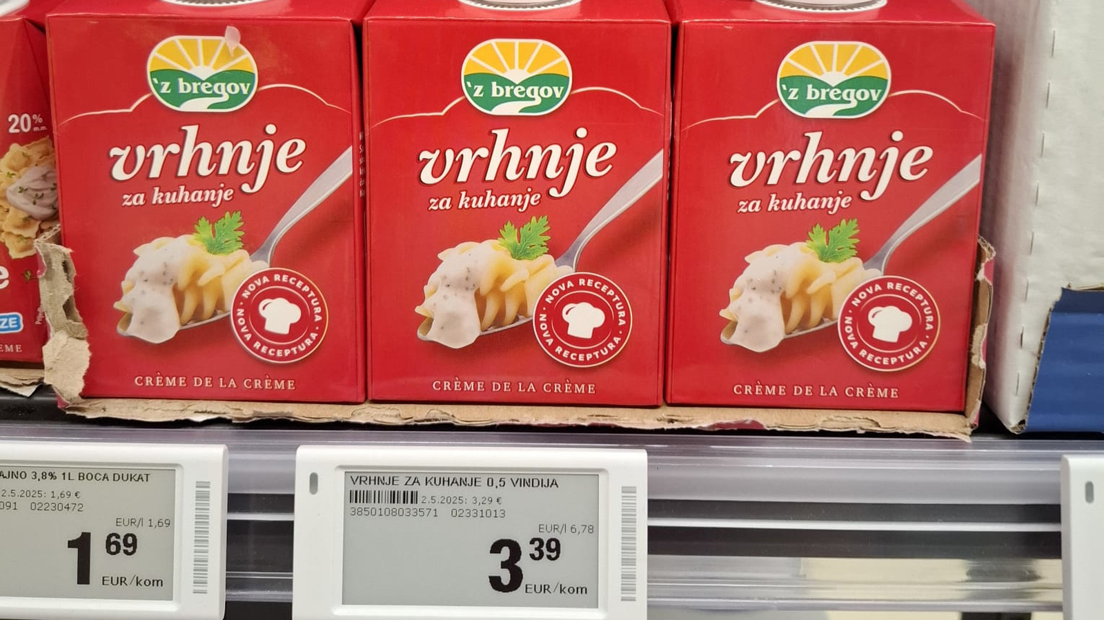 Z bregov vrhnje za kuhanje 3,39 eura ili 25,54 kn 