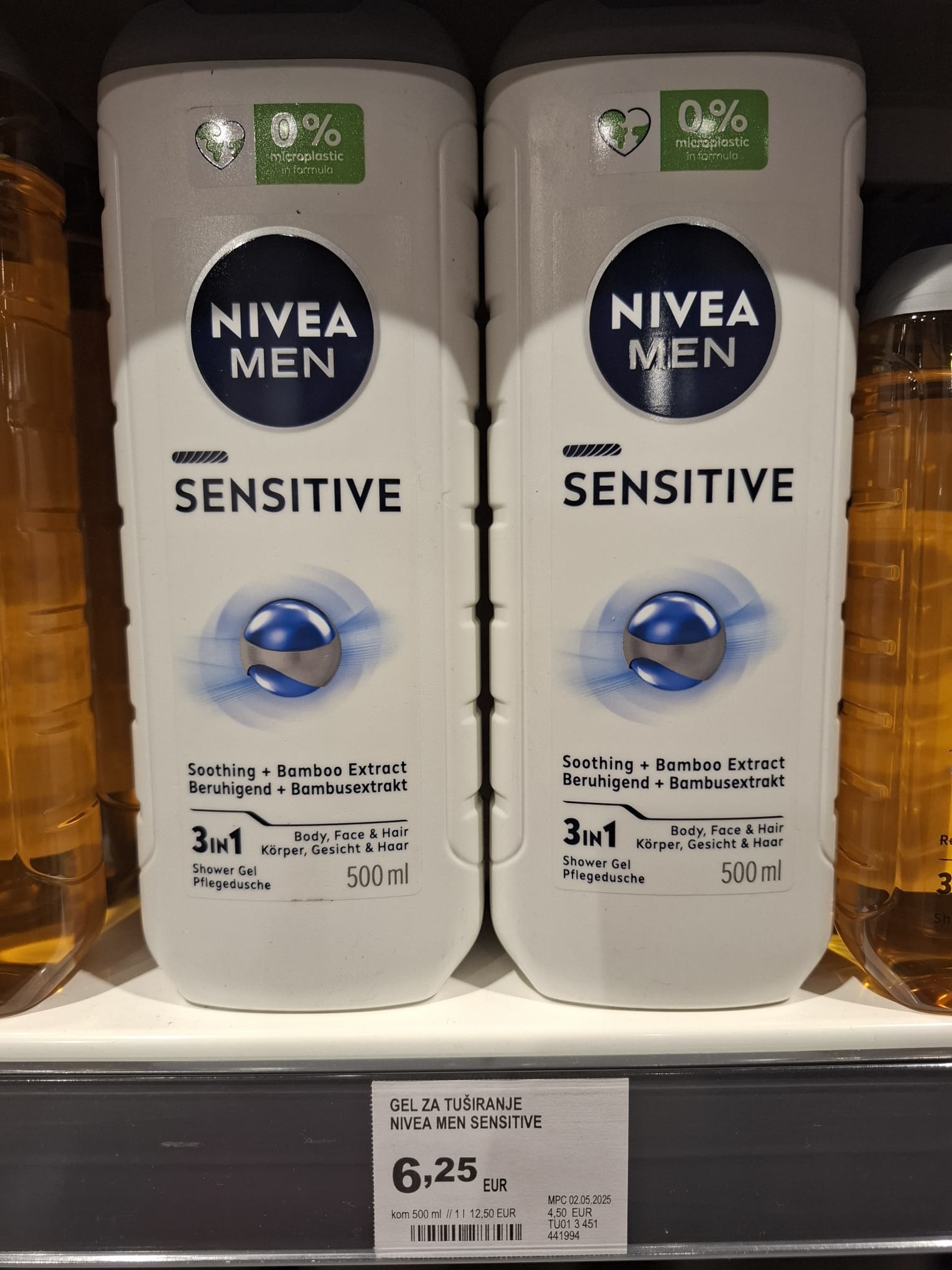 Nivea Men Sensitive gel za tuširanje 500 ml 6,25 eura ili 47,09 kn