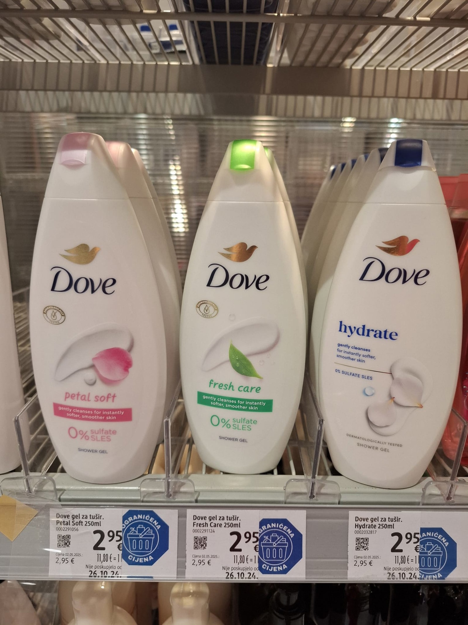 Dove gel za tuširanje 250 ml, 2,95 eura ili 22,23 kn