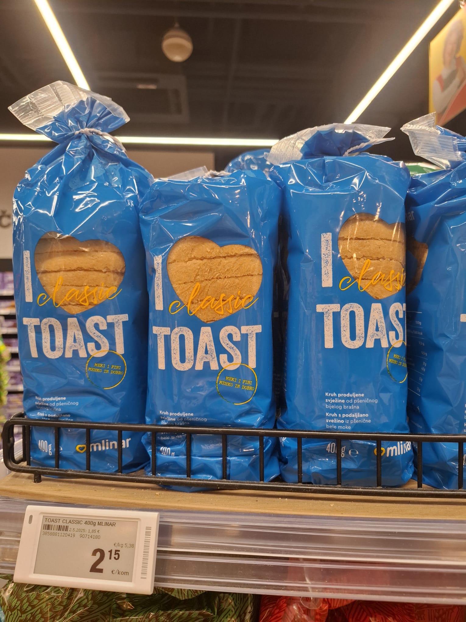 Mlinar tost 2,15 eura ili 16,2 kn 
