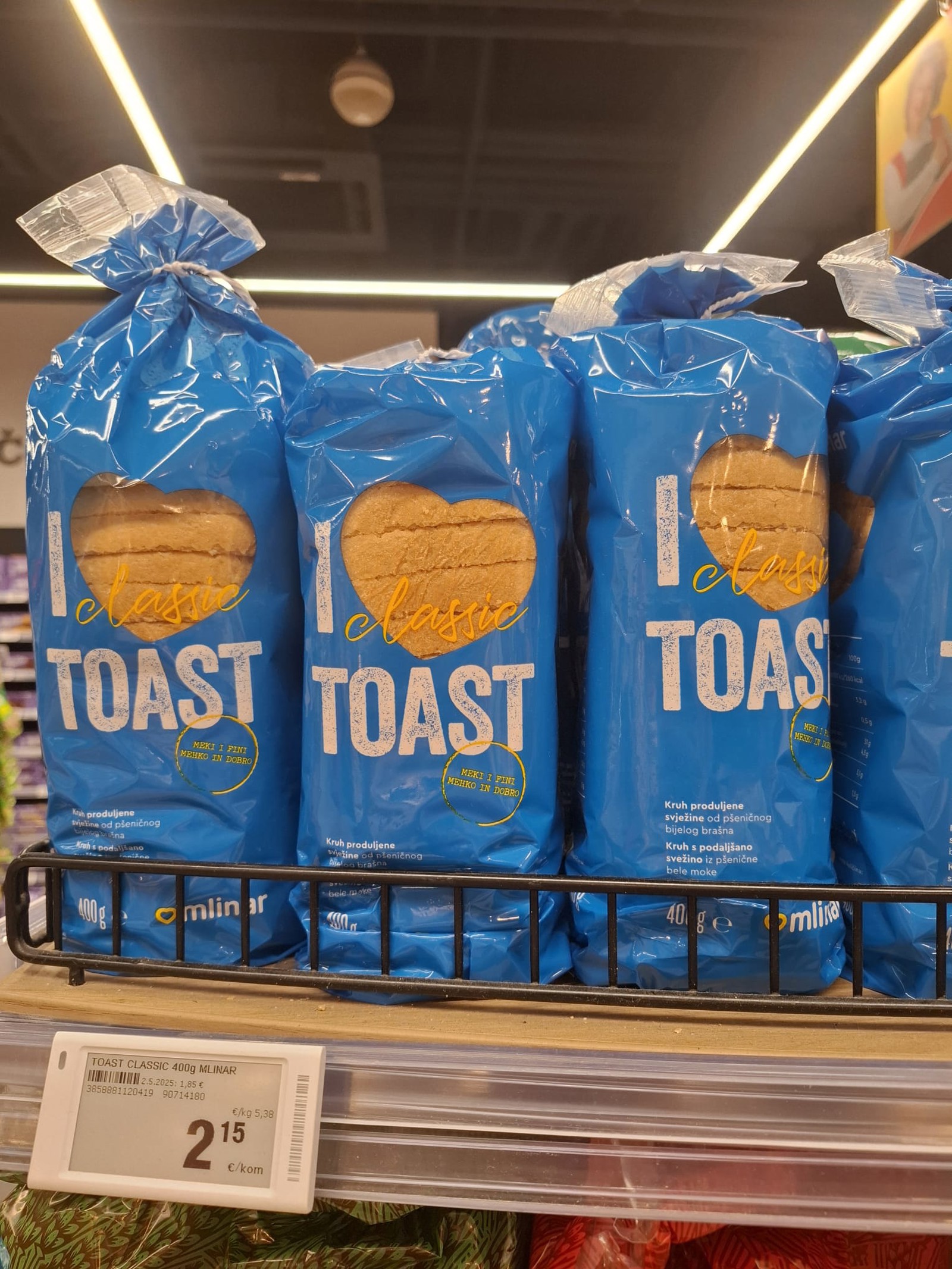 Mlinar tost 2,15 eura ili 16,2 kn 