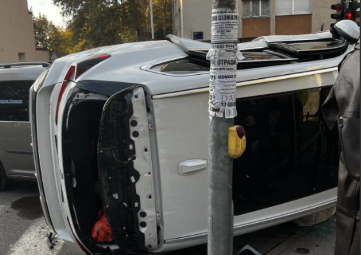 FOTO Neobična prometna u Zagrebu, bijeli BMW završio na boku