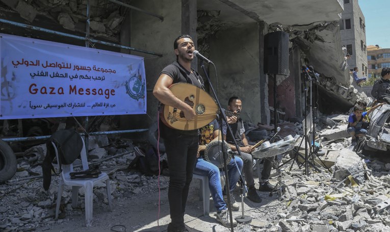 Palestinci u uništenom dijelu Gaze održali prosvjedni koncert zbog Eurosonga