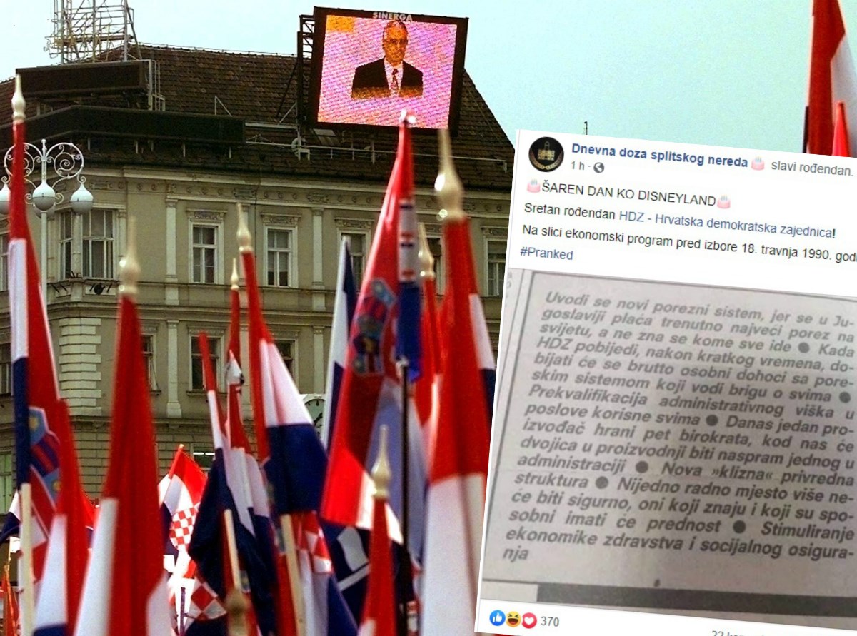 Pogledajte HDZ-ova obećanja iz 1990. godine. Rugaju nam se od početka