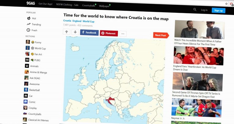 9GAG: "Vrijeme je da svijet sazna gdje je Hrvatska na karti"