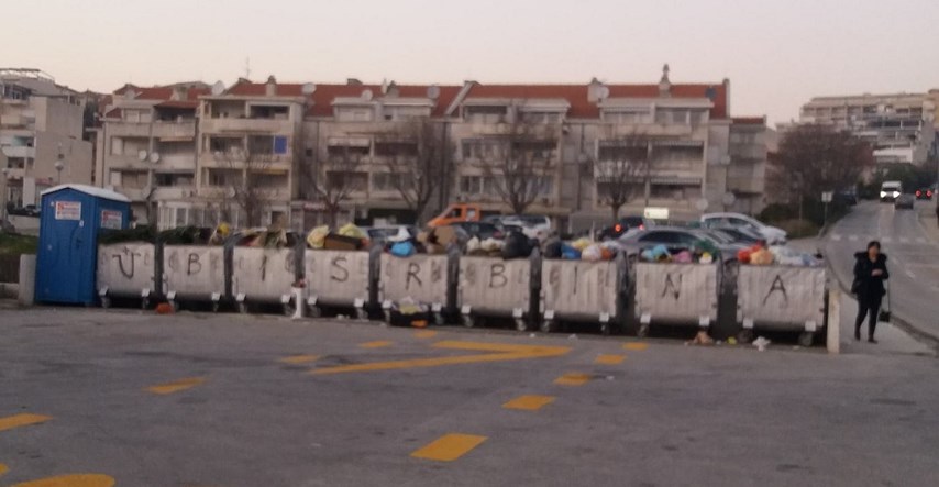 FOTO Nove poruke mržnje u Splitu, na kontejnerima ispisali "Ubi Srbina"