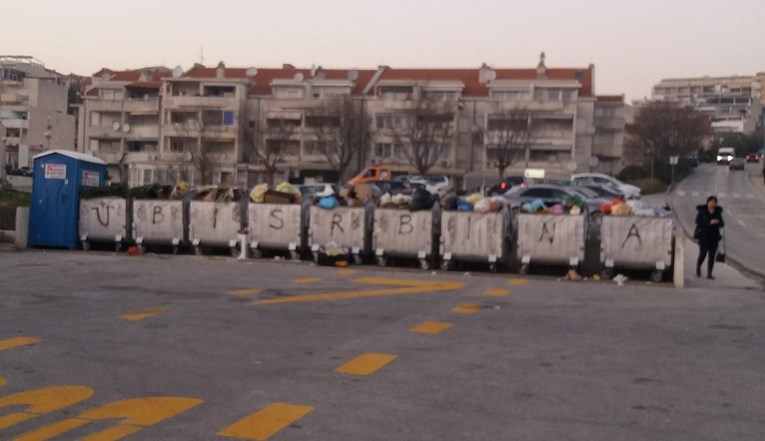 FOTO Nove poruke mržnje u Splitu, na kontejnerima ispisali "Ubi Srbina"