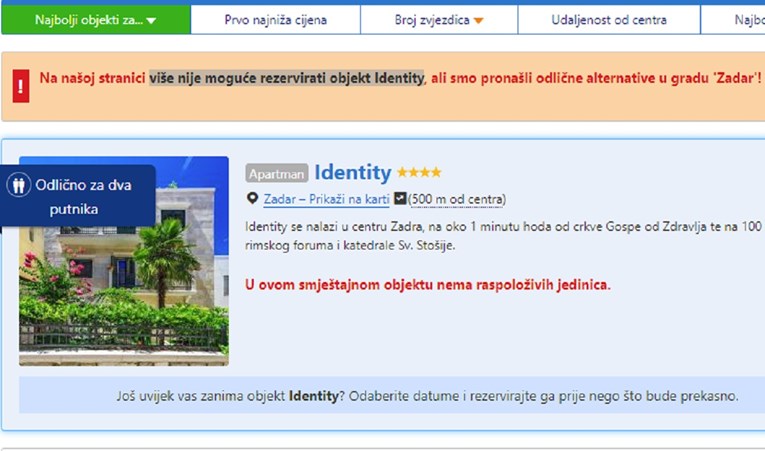 Više nije moguće rezervirati apartman u Zadru koji odbija gejeve