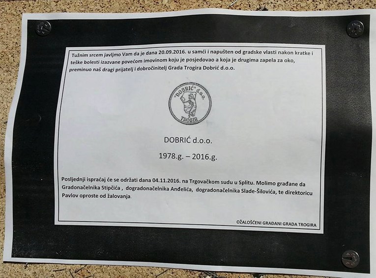 FOTO Trogir pun osmrtnica za komunalno poduzeće Dobrić, stečaj neizbježan, gradu se sprema bankrot