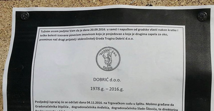 FOTO Trogir pun osmrtnica za komunalno poduzeće Dobrić, stečaj neizbježan, gradu se sprema bankrot