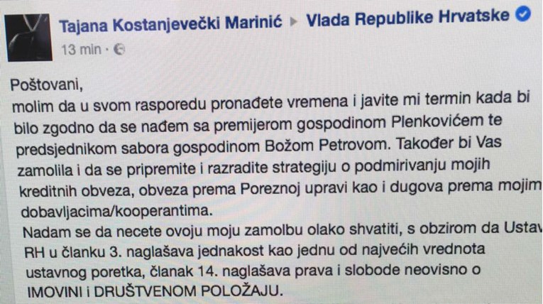 Pročitajte poruku poduzetnice koja se širi Fejsom: Plenkoviću, a da se meni oproste dugovi?