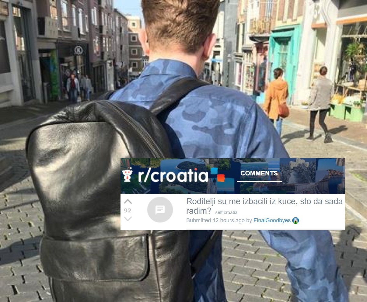 19-godišnji Hrvat požalio se na Redditu: Roditelji su me izbacili iz kuće, što da radim?