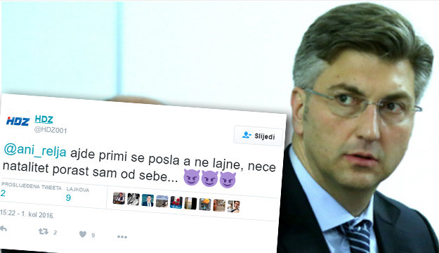 Seksistička izjava HDZ-a na Twitteru: "Primi se posla, neće natalitet porasti sam od sebe"
