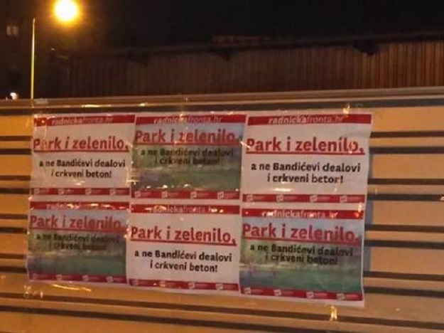 Radnička fronta u noćnoj akciji protiv gradnje crkve u parku na Savici