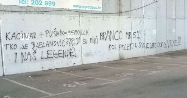 Na Poljudu osvanuli natpisi protiv Pušnika, Kosa, Branca, Bjelanovića...