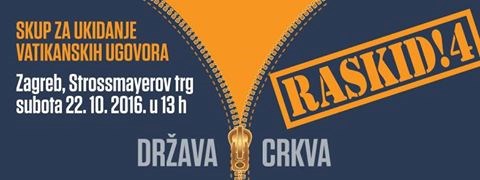 "Raskid! 4" - 22. listopada prosvjed protiv 4 vatikanska ugovora