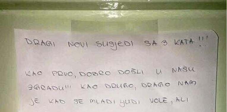 FOTO Susjedi zbog glasnog sek*a mladom paru iz Dalmacije ostavili brutalnu poruku