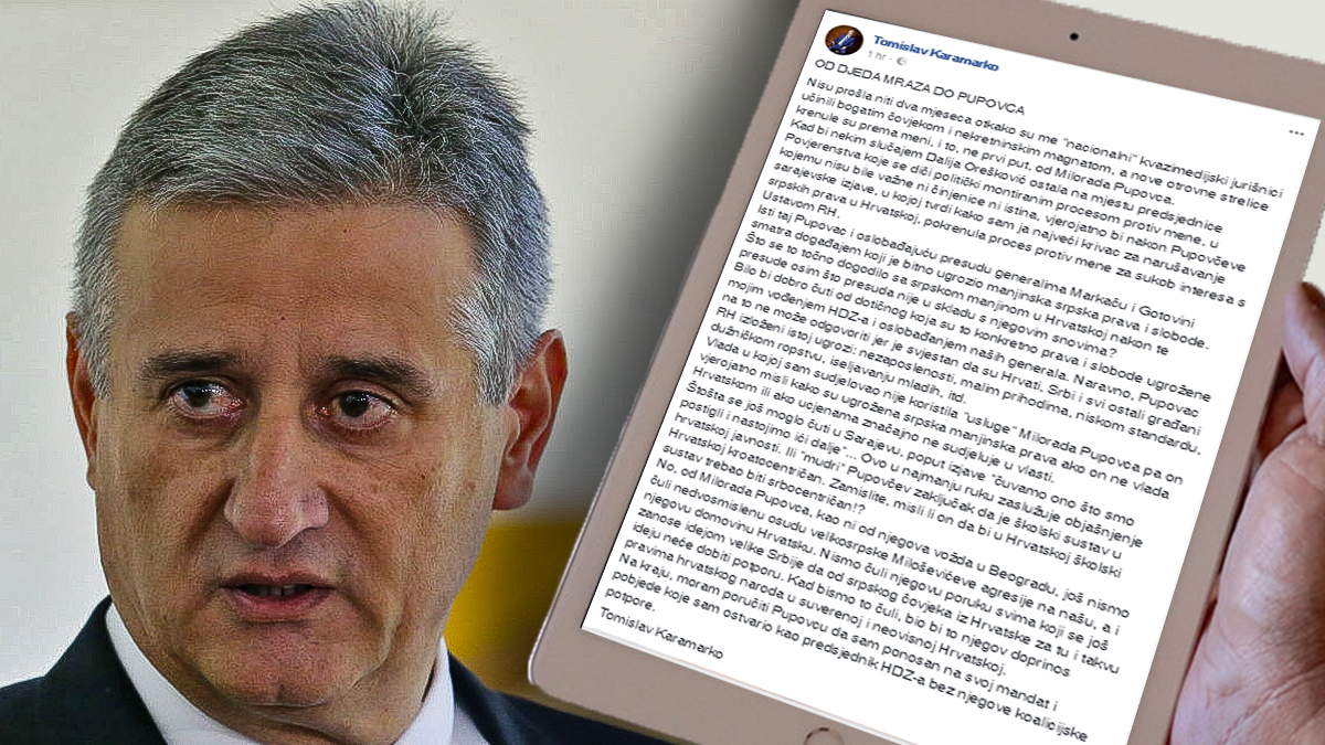 Karamarko se nakon dulje šutnje javio na Fejsu i napao Pupovca