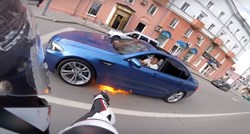 VIDEO Ovako reagira vozač u panici: Zapalio mu se BMW M5 u vožnji gradom