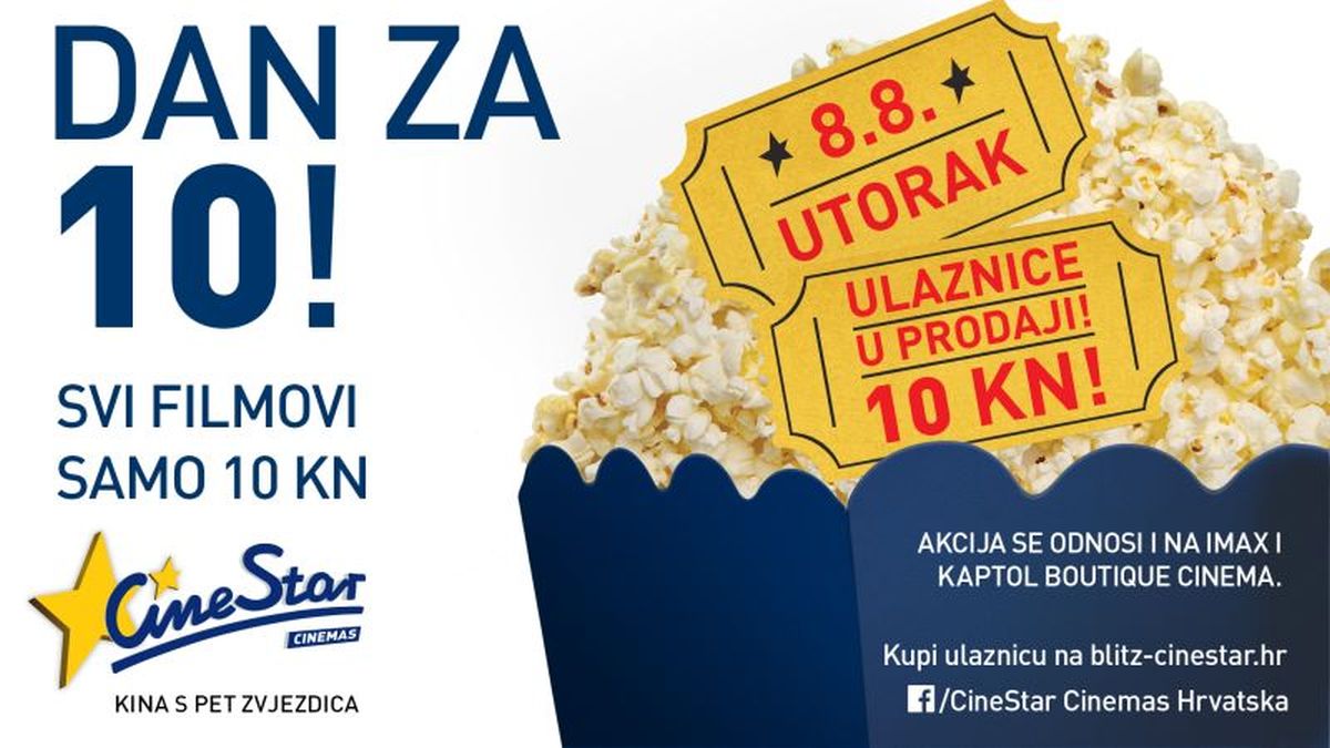 Cinestar dan za 10: Pogledajte filmske hitove u kinima za 10 kuna