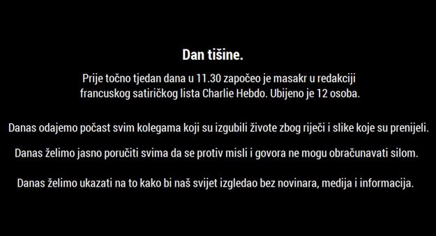 "Dan tišine": U 11.30 na pola sata gase se hrvatski mediji