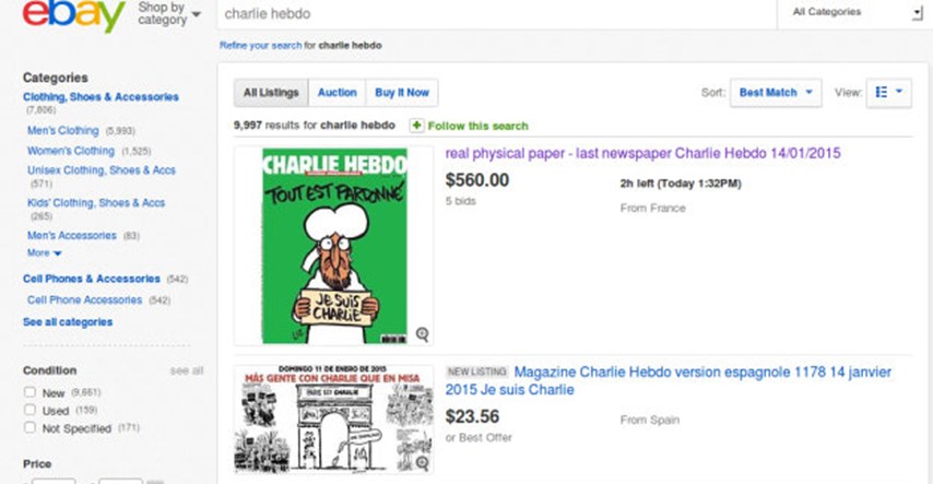 Naklada ovog broja Charlie Hebdoa povećana na 5 milijuna, a možete ga kupiti i preko eBaya