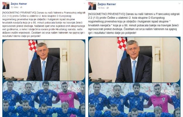 Reiner brzo promijenio status u kojem za nerede krivi stoljetne neprijatelje Hrvatske