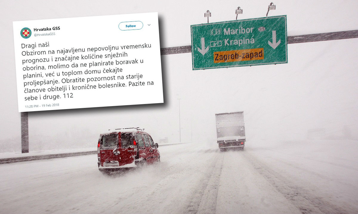 SNIJEG, LEDENA KIŠA I VJETAR Zbog opasnog vremena HAC i HGSS izdali upozorenja