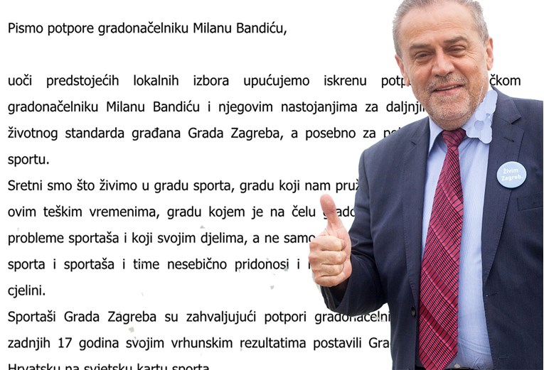 Pa da vidimo tko neće: Bandić od sportaša koje financira Grad Zagreb traži pismenu potporu