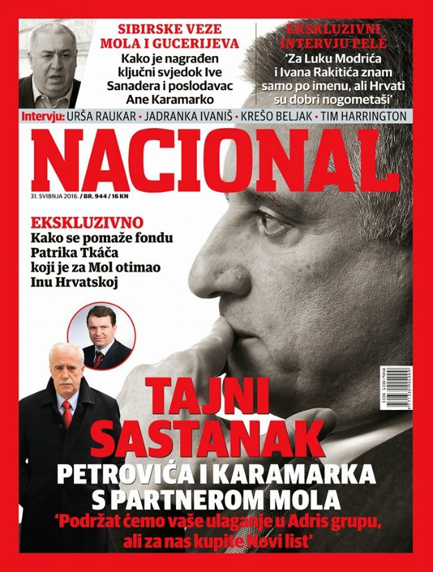 Nova naslovnica Nacionala: Karamarko s partnerom MOL-a dogovorio kupnju Novog lista?