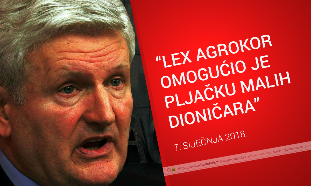 Todorić: Trgovanje povlaštenim informacijama u svijetu se kažnjava, u Hrvatskoj se donese Lex Agrokor