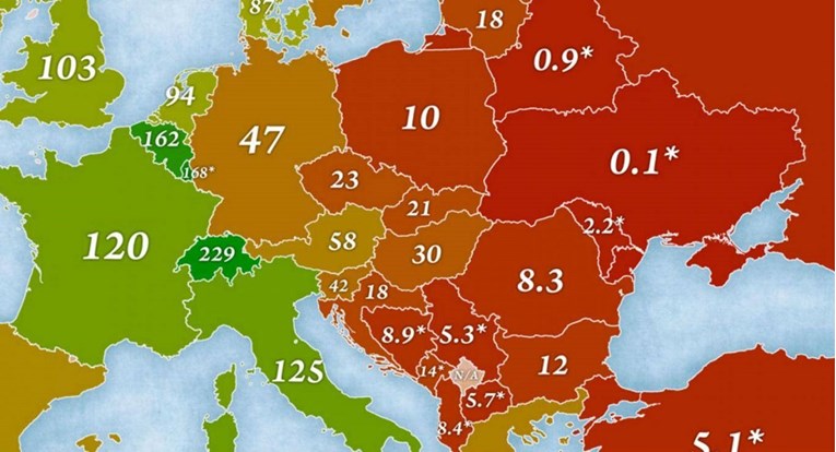 Objavljena karta bogatstva: Hrvatska dno dna Europe