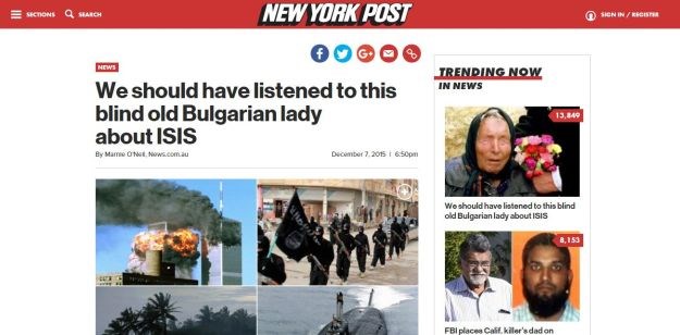 New York Post: Trebali smo slušati Babu Vangu, lijepo nam je rekla da stiže ISIS