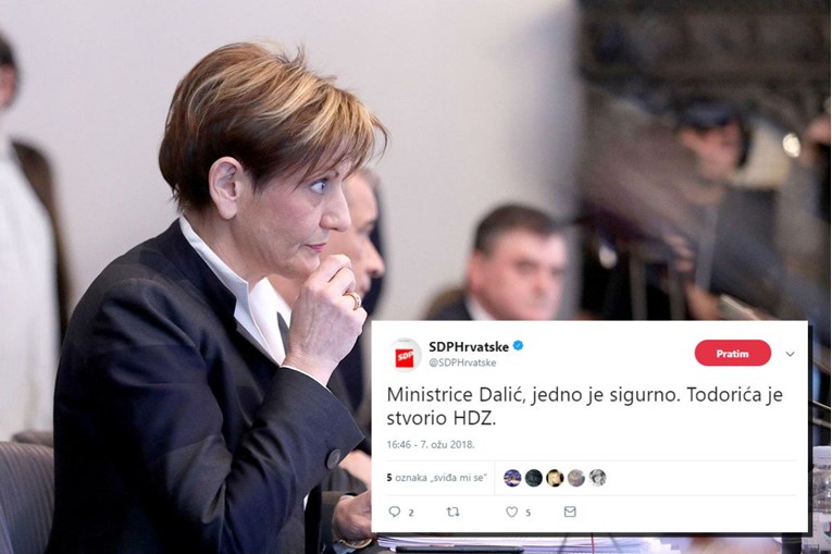 SDP odgovara Martini Dalić putem društvenih mreža: "Todorića je stvorio HDZ"