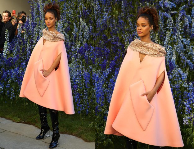 Rihanna povela obitelj na reviju branda Dior i zasjenila sve u kaputu boje breskve