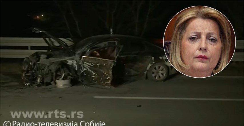 VIDEO Audi uništen, srpska ministrica na povratku s Vučićevog mitinga doživjela nesreću