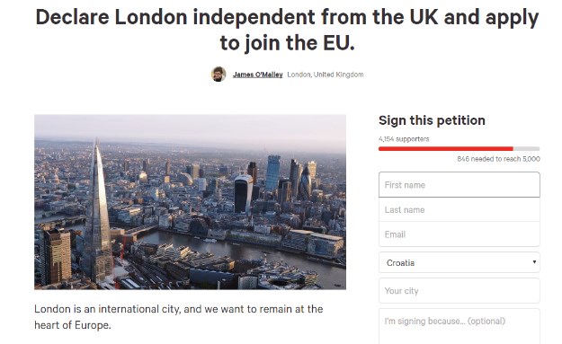Pokrenuta peticija da London proglasi nezavisnost i aplicira za članstvo u EU-u