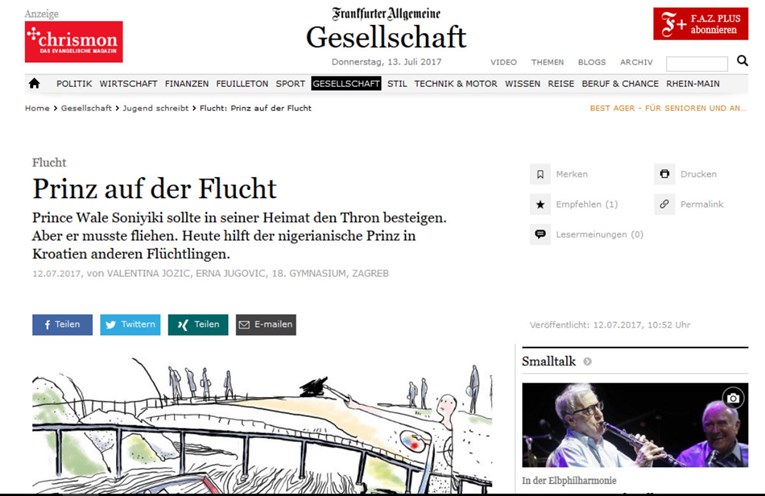 Ugledni njemački list objavio članak zagrebačkih gimnazijalki o Nigerijcu kojeg je zaposlio Ante Gotovina