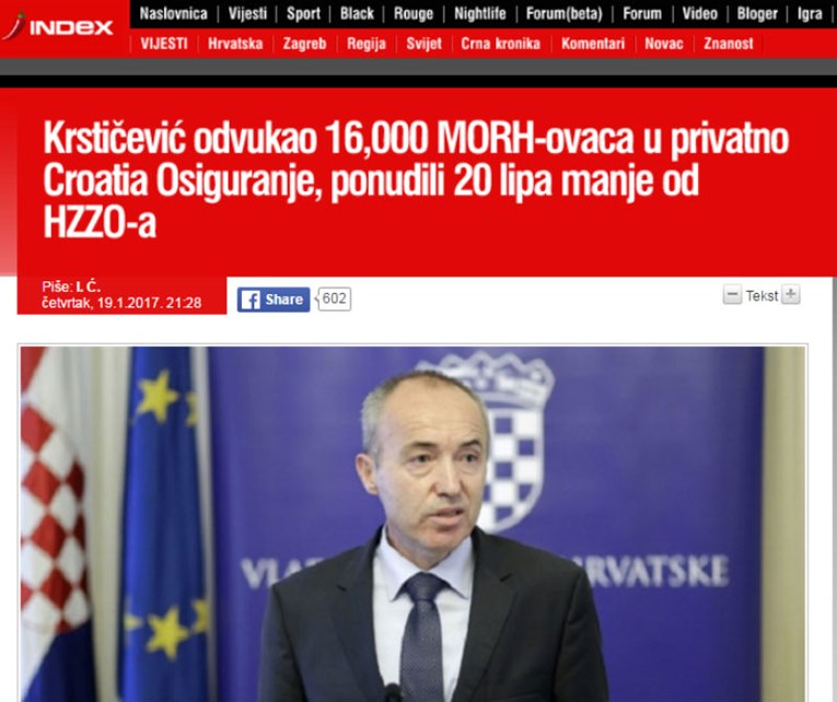 Reagiranje na članak "Krstičević odvukao 16.000 MORH-ovaca u privatno Croatia Osiguranje, ponudili 20 lipa manje od HZZO-a"