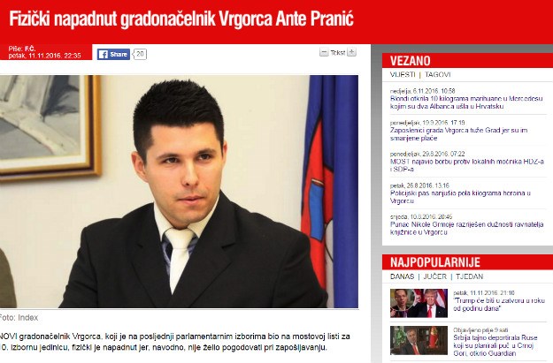 Reagiranje na članak "Fizički napadnut gradonačelnik Vrgorca Ante Pranić"