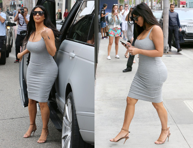 Trbuščić se još ne nazire, ali obline su tu: Trudna Kim K. prošetala u uskoj sivoj haljini