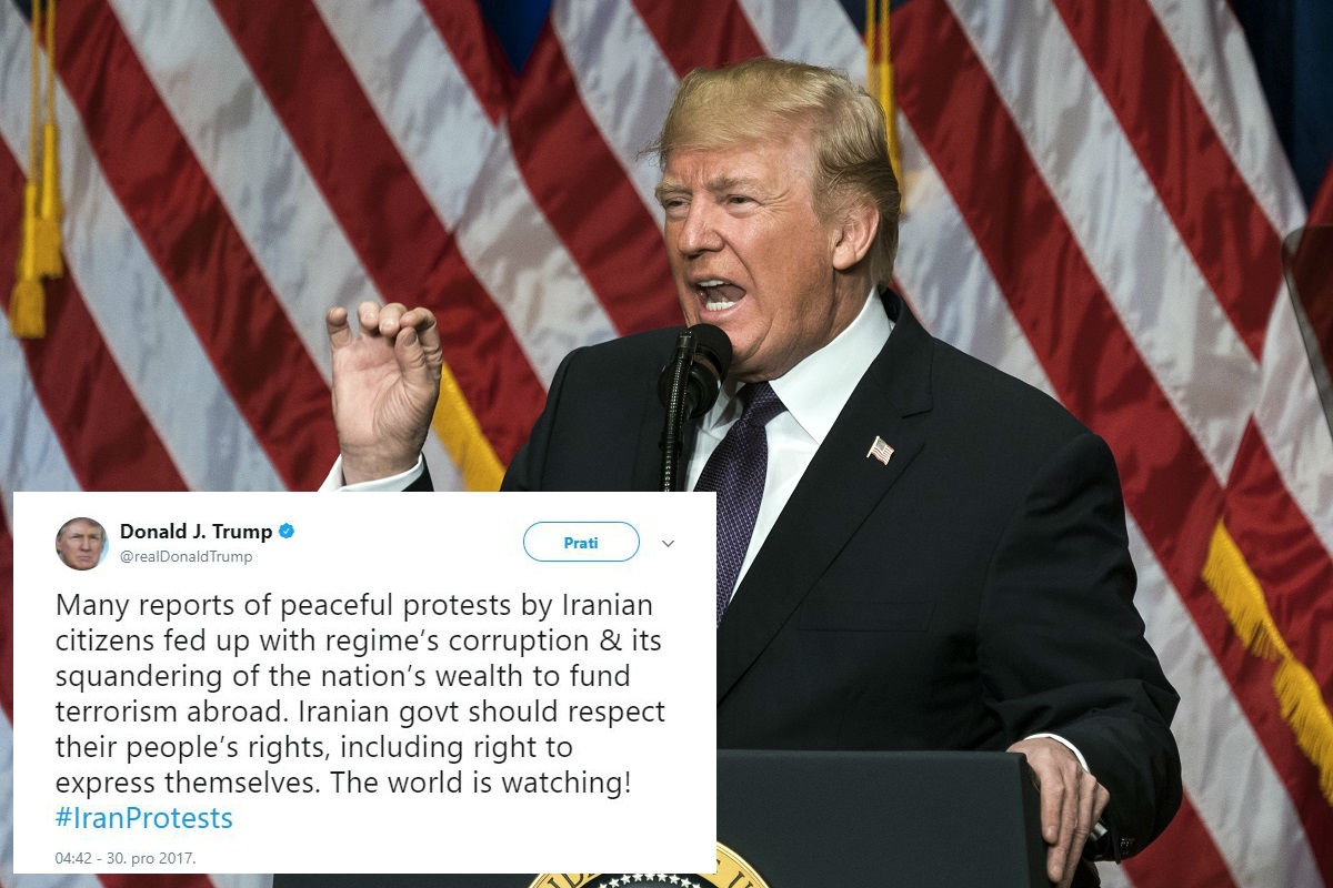 Trump tvitom upozorio iransku vladu: "Svijet gleda"