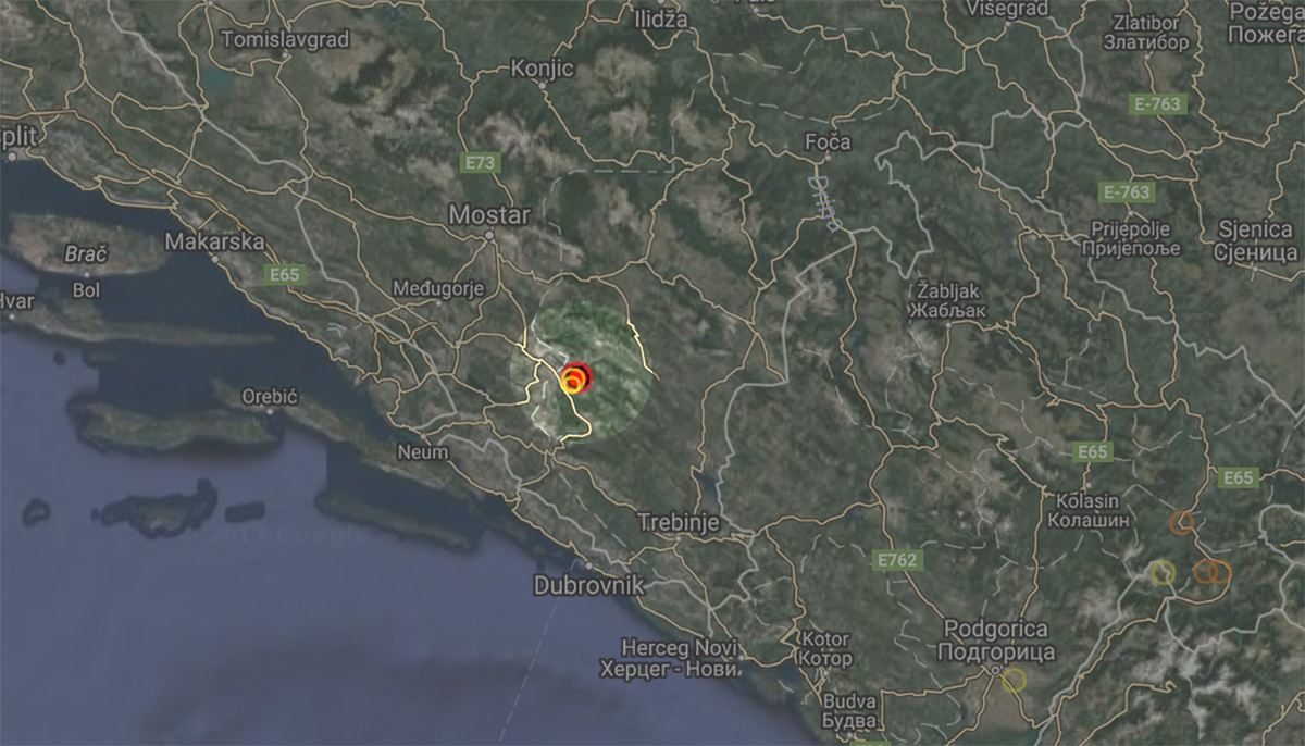 Potres jačine 3.8 po Richteru s epicentrom u BiH, osjetio se u Dubrovniku i Makarskoj