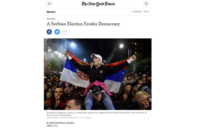 New York Times: Vučićeva pobjeda je poraz demokracije