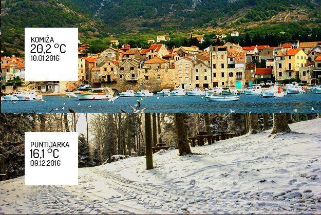 2016. OBARALA METEO REKORDE U siječnju na Komiži +20, u prosincu na Sljemenu +16