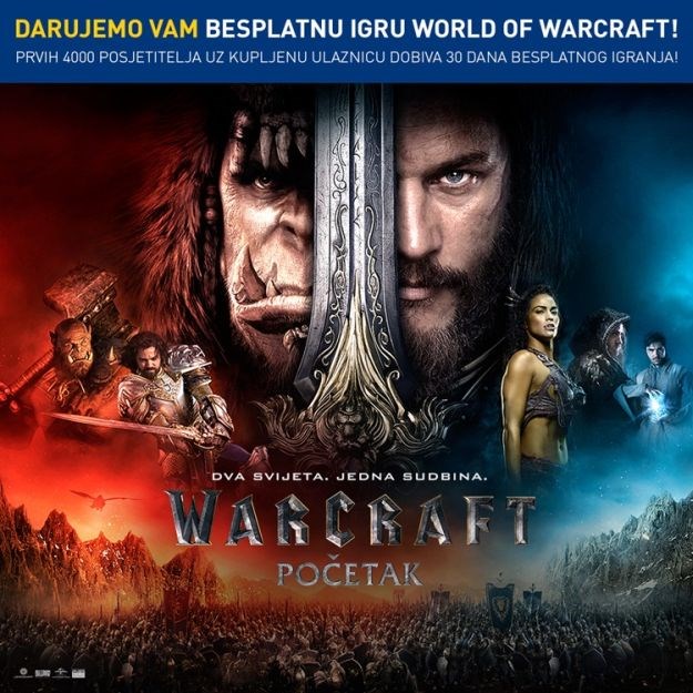 Cinestar daruje prvih 4000 fanova filma Warcraft: Početak besplatnom igricom World of Warcraft