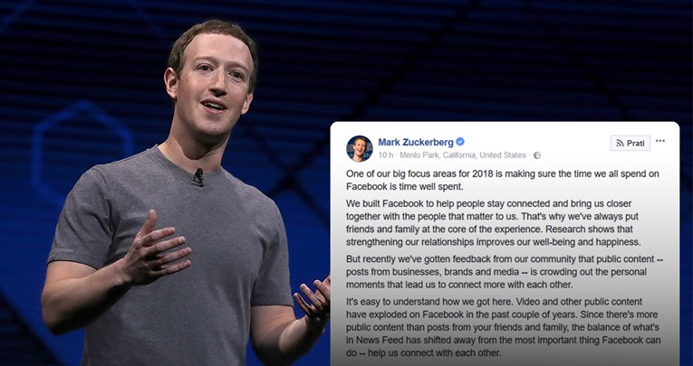 Zuckerberg najavio velike promjene na Facebooku: Manje vijesti i oglasa, više razgovora